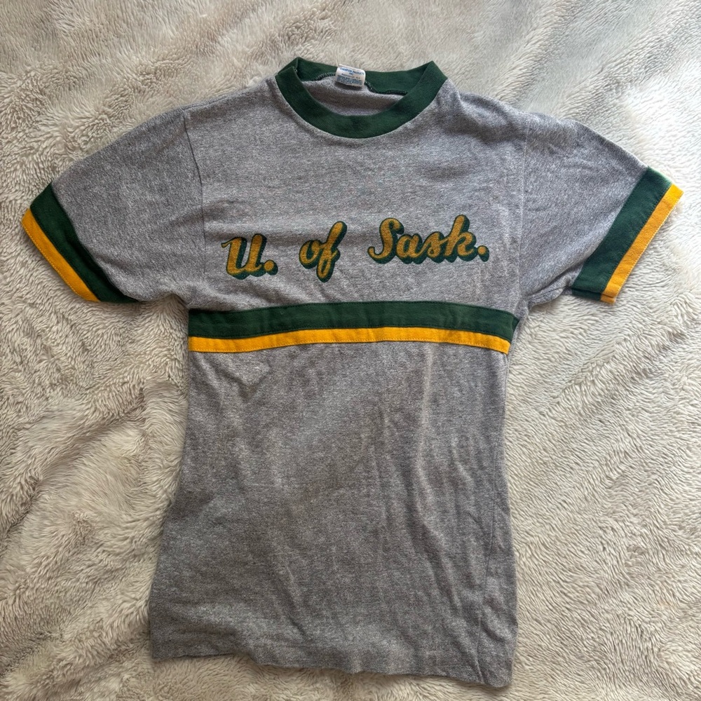 Vintage 70s champion u of s ringer tee